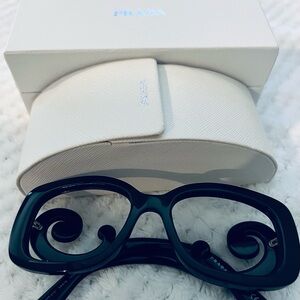 Prada Black Baroque Swirl Square Glasses frames with case